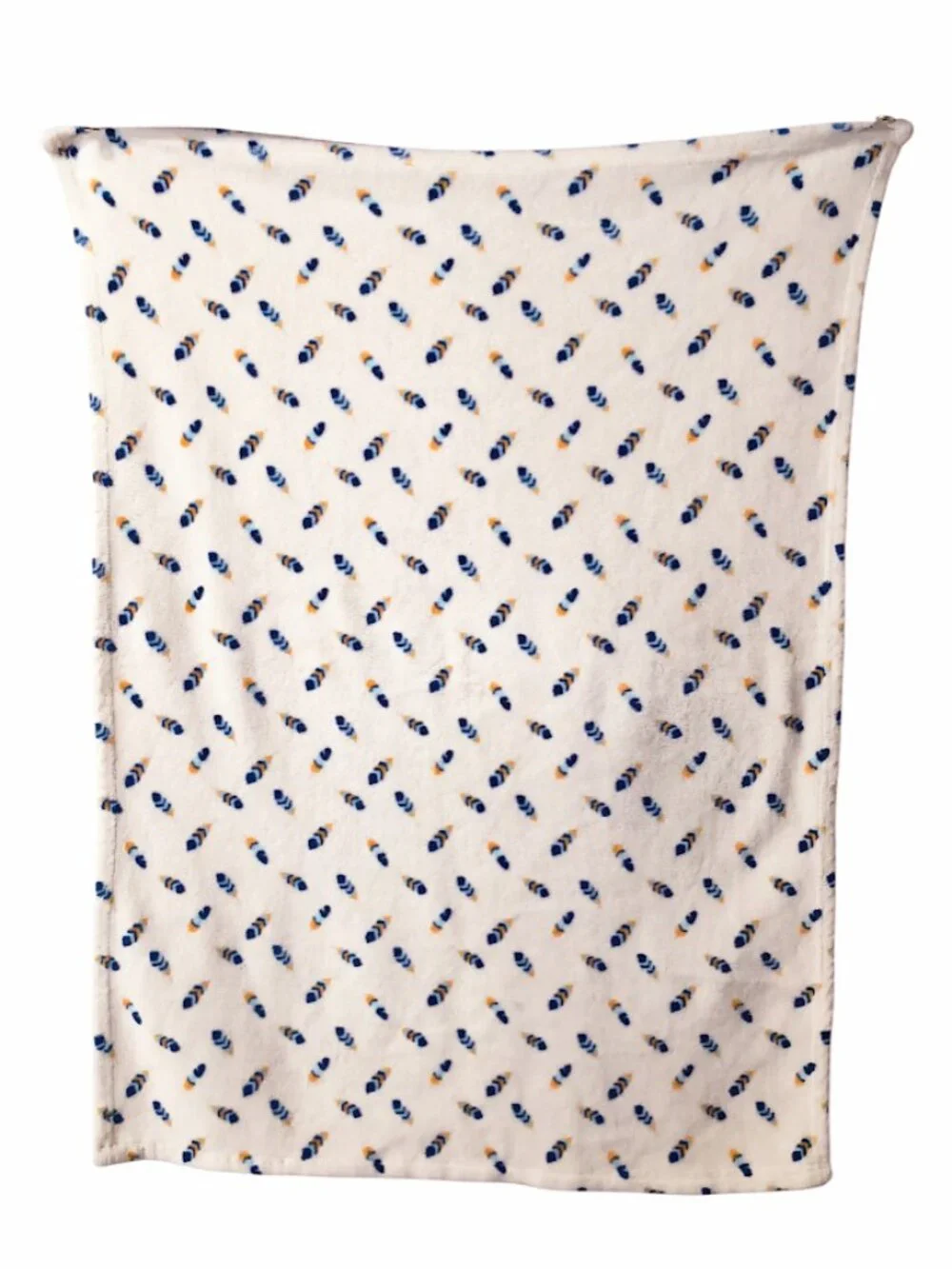 Zak & Zoey Blue & Gold Feathers Ivory Lovey Security Blanket 30